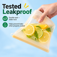 Sac de conservation alimentaire en silicone anti-fuite multi-capacités avec double fermeture et curseur en PP, réutilisable et autoportant pour une conservation optimale