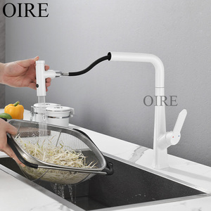 <span class=keywords><strong>Rubinetto</strong></span> da Cucina Oire Moderno Classico <span class=keywords><strong>Bianco</strong></span> con Singola Maniglia, Montaggio su Piano, Estraibile, Acqua Calda e Fredda, in Ottone per Uso Alberghiero - Product Image 2