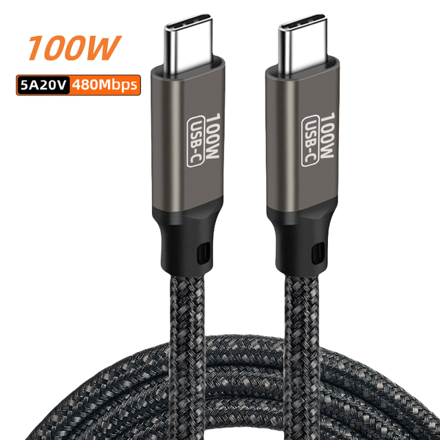 3m 100W USB C to USB C PD Fast Charging Cable with USB 2.0 Data Transferring for Smartphone