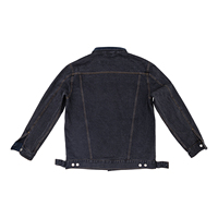 Veste en jean vintage noire délavée pour homme, col en velours côtelé, style trucker, surpiqûres contrastées, boutons-pression, streetwear