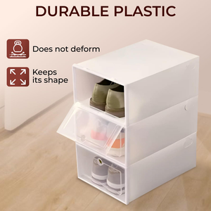 Household White/Black PP Injection Molded Rectangle Foldable Eco-Friendly <b>Stackable</b> Transparent Shoe <b>Storage</b> <b>Box</b> 6-10L Capacity - Product Image 5