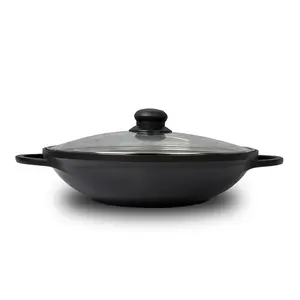 Dubbele Oor Multi Functionele Bodem Non-Stick Elektromagnetische Kachel Koreaanse Hete Pot Gegoten Aluminium Roerbak Pot