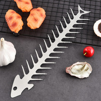 Brochettes de barbecue créatives en acier inoxydable pour l'extérieur, support à nourriture pour fruits de mer en forme d'arête de poisson, outil pour enfiler la viande, brochettes à rôtir, modèle de fourchette