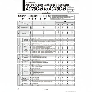 การรวมกันของลม AC40C-03CE2-B ชิ้นส่วนนิวเมติก SMC - Product Image 1