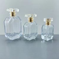 Flacon pulvérisateur de parfum en verre de 50 ml, transparent, rechargeable, avec bouchon en acrylique, emballage cosmétique