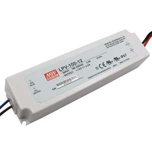 Convertisseur AC/DC à sortie simple Mean Well LPV-100-12 12Vdc 8.5A IP67 pour LED - Product Image 1