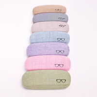 Étui rigide avec logo personnalisé pour lunettes de soleil avec couvercle en lin écologique, boîte de rangement pour lunettes à la mode, prix de gros