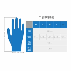 Guantes desechables de nitrilo puro Color azul 3,5g/4,0g Guantes DE TRABAJO antiestáticos Guantes protectores impermeables 100 unids/caja - Product Image 6