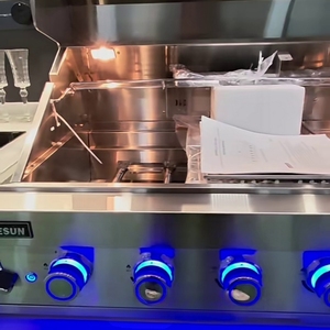 Isla de Cocina Modular Personalizada para Exteriores, de Acero Inoxidable, con Parrilla, Gabinete, Fregadero, Refrigerador, Horno para <span class=keywords><strong>Pizza</strong></span> y Techo LED para Patio Trasero - Product Image 6