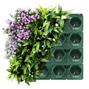 Vasos de plantas de plástico vertical, venda quente, vertical, vasos de flores com sistema de irrigação, na parede, pode montar