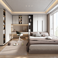 Meuble mural intégré sur mesure pour chambre à coucher : lit, armoire, bureau informatique, bibliothèque, meuble de rangement – Design moderne et minimaliste, réglable
