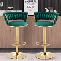 Nouvelle conception, chaise haute de bar de style nordique, mobilier commercial, tabourets de comptoir de cuisine ronds en or tressés, chaise de bar