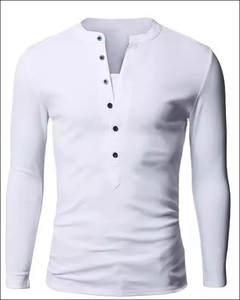 Men's Long Sleeved <b>round</b> <b>Neck</b> Fitness <b>T</b>-<b>Shirt</b> Soft Breathable Polyester Cotton Slim Fit Pure <b>White</b> for Spring and Autumn - Product Image 1