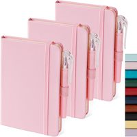 Petit carnet de notes en cuir de poche 3,7" x 5,7" avec stylo, bloc-notes A6 mini mignon