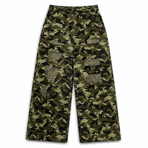 Wholesale Premium <b>Straight</b> Ripped Acid Wash 100% Cotton Vintage Distressed Baggy Streetwear <b>Cargo</b> <b>Trousers</b> Custom Logo - Product Image 1