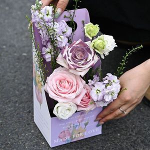 Caja de Regalo de Cartón Blanco Portátil con Estampado Dorado <span class=keywords><strong>para</strong></span> Arreglos Florales, Material <span class=keywords><strong>para</strong></span> Manualidades, Estilo Diosa - Product Image 4