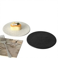 Assiettes en céramique noires et blanches faites à la main avec motif pierre, assiettes plates rondes pour dîner, gâteau et dessert pour hôtel