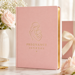 Diario di Gravidanza Personalizzato LABON, Agenda Guidata Rosa, Organizer di Lusso per Maternità, Taccuino con Bordi Dorati - Product Image 1