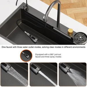 Fregadero de Cocina Rectangular de Acero Inoxidable Nano Hecho a Mano con Diseño Personalizado y Grifo, en Oferta - Product Image 4