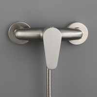 Robinet de douche encastré Jishiduo en acier inoxydable 304 brossé avec valve en céramique, mitigeur chaud/froid finition brossée