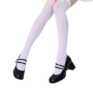 White Over The Knee Stockings With Bow Sweet Lolita Style For Women Ultra Thin 0D Transparent Solid Color Polyester Fiber - Product Image 5