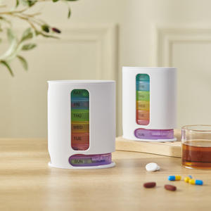 Organizador de pastillas semanal portátil, dispensador de medicamentos ABSPP de 28 compartimentos con etiquetas en inglés para uso diario - Product Image 2