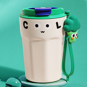 Botol minum vakum berdinding ganda 420ml, lucu dan imut, terbuat dari stainless steel, dapat digunakan kembali, terinsulasi, dengan tutup flip. - Product Image 2