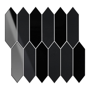 New Design Black Mirror and Matte Elongated Hexagon SPC Mosaic <b>Tile</b> Self Adhesive Mosaic <b>Tiles</b> for Kitchen Washroom - Product Image 1