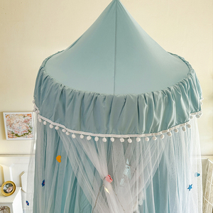 Azul pequeña bola redonda cúpula cama cortina mosquitera para niños luz interior blindaje cama Vurtain parabrisas techo - Product Image 2