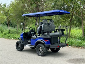 Chariot de golf électrique avec cabine fermée et verrouillable, remorquage robuste, attelage de classe I, compresseur d'air pour gonflage des pneus, benne basculante - Product Image 3