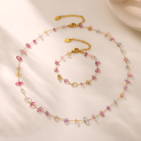 Collier ras du cou en pierre de cristal Dopamine, chaîne en acier inoxydable, couleur arc-en-ciel, pour le quotidien, les sorties et les rendez-vous galants