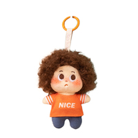 Porte-clés mignon en peluche miniature avec cheveux bouclés colorés, tissu doux, idéal comme breloque de sac ou cadeau pour tous les âges