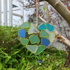 Decoración Colgante para Ventana o Balcón, Hecha a Mano, con Forma de Corazón, Estilo Bohemio Moderno Minimalista, de Vidrio Marino Arenado, Envío Directo - Product Image 3