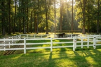 Poteau de clôture de paddock pour chevaux en vinyle plastique, clôture pour chevaux en PVC à 3 rails, 6 pieds, clôture pour bétail, modélisation 3D, blanc, écologique, durable