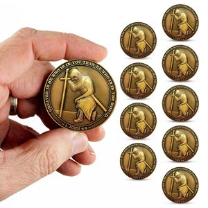 Moneda Personalizada 'Task Ahead', Monedas de Desafío, Chapado en Oro Antiguo, un Caballero Templario Arrodillado y Filipenses - Product Image 1