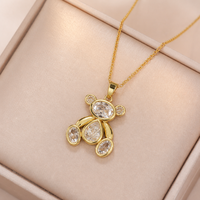 LUOYUNE Vente en gros Pendentif Ours en Peluche en Laiton Plaqué Or 18K avec Zircon Scintillant, Pendentifs de Collier pour Fêtes, Vente en Gros pour Petites Entreprises