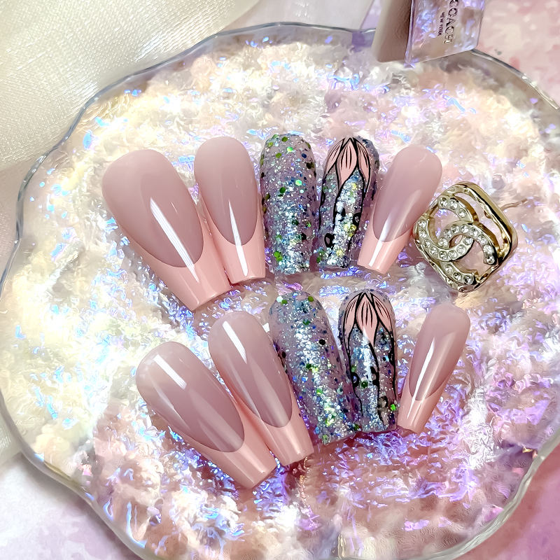 2024 Factory Price Custom Logo Ballerina Nail Tips 24pcs Per Box Hot Selling OEM/ODM Free Sample Mixed Artificial Fingernails