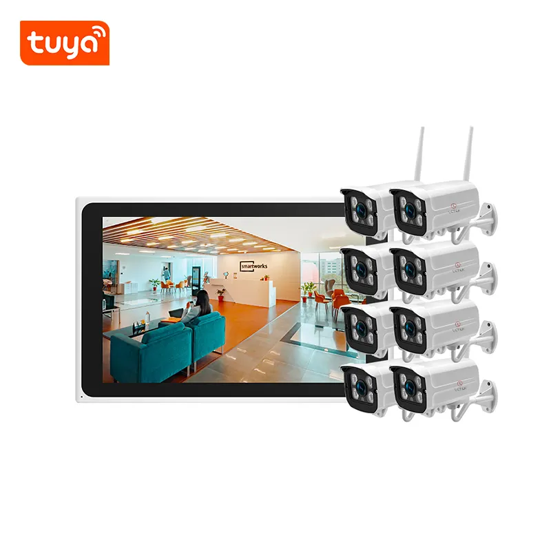 Lclctek Tuya Smart 8CH беспроводной 3MP NVR Kit 10 "ЖК-монитор CCTV камеры безопасности системы