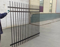 Valla de Acero de Alta Seguridad de 6 pies de Altura con Puntas Tubulares de Zinc, Panel de Valla Tubular de Acero, Diseños de Valla Metálica Horizontal de Tubo Cuadrado