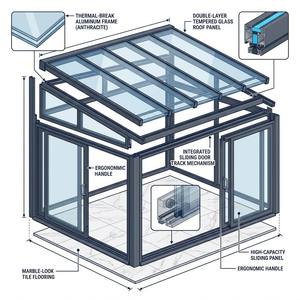 Yeyon 2026 OEM Véranda en verre et aluminium de qualité supérieure, à rupture de pont thermique, pour jardin résidentiel extérieur - Product Image 2