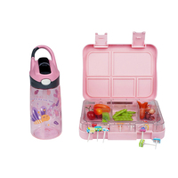 Ensemble boîte à lunch et gourde isotherme anti-fuite avec logo et couleur personnalisés, boîte bento Tritan pour enfants avec 4 compartiments anti-déversement