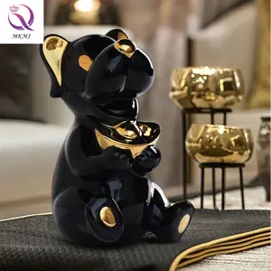 Kreativer schwarzer goldfarbener Hundespende-Figurine hübsches Heilungsschmuck Hundespende-Glas Heimdekoration für Eingangsraum