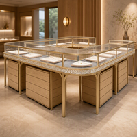 Comptoir d'exposition de bijoux en forme de U personnalisé, vitrine en verre avec armoire à tiroirs en bois pour la vente en gros de bijoux