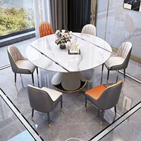 Meubles de salle à manger de luxe modernes pour hôtel et restaurant, table ronde extensible et pliable pour 6 personnes, idéale pour appartement, vente chaude