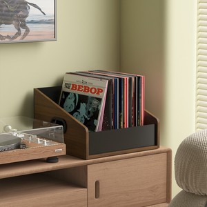 Wooden Vinyl Record Holder Solid Wood Storage <b>Box</b> For <b>Books</b> And Files With Handle - Product Image 2