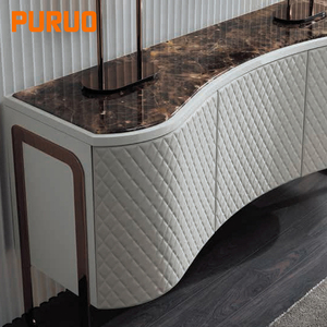 Puruo couloir blanc mdf verre acier inoxydable table console haut de gamme métal bois salon console buffet - Product Image 3