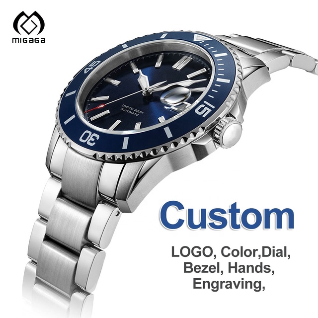 Custom Ceramic Watch Bezel Luminous Dial Stainless Steel Japanese Movement Automatic Mechanical Diver Watch