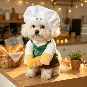 Divertente Costume da Chef per Cani: Grembiule Verde, Cappello da Chef Bianco con Braccia Finte 3D e Guanti da Forno, Outfit per Giochi di Ruolo per Animali Domestici - Product Image 1