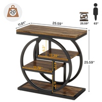 Table basse moderne pour salon, étagères étroites à 4 niveaux, meubles de maison en bois avec cadre en métal géométrique