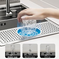 MOSHE Robinet de cuisine pliable multifonctionnel moderne en acier inoxydable SUS304 pour évier simple et bac de lavage de machine à laver